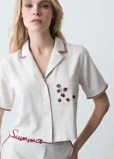 Camisa Camil Mujer Crudo Abedul Claro Talla S 413G355 Naf Naf