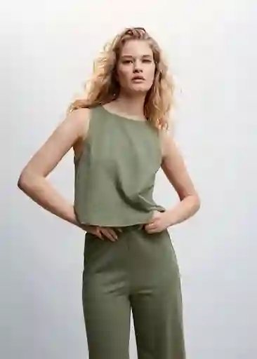 Top Cintia Khaki Talla S Mujer Mango