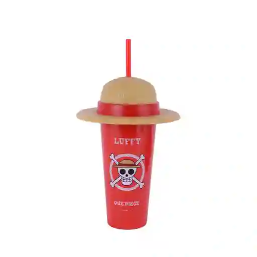 Vaso de Plástico de Con Pitillo y Sombrero One Piece Rojo Miniso