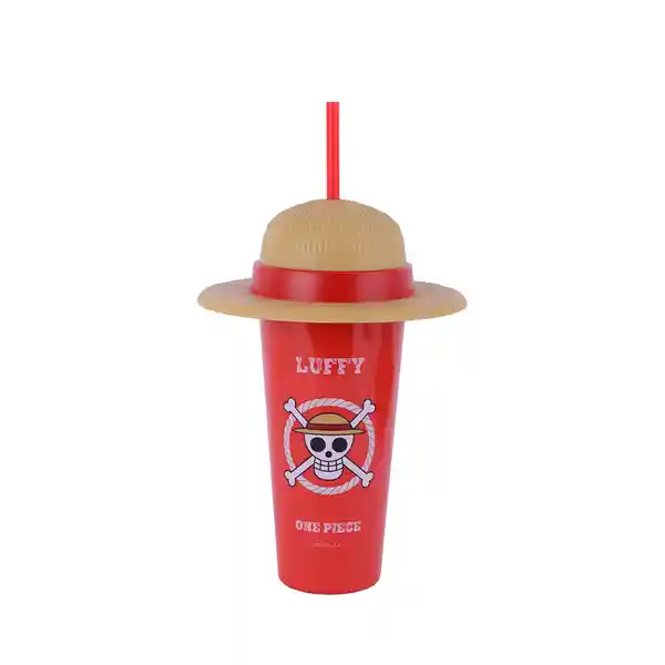 Vaso de Plástico de Con Pitillo y Sombrero One Piece Rojo Miniso