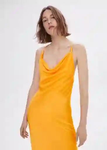 Vestido Griega Naranja Talla M Mujer Mango