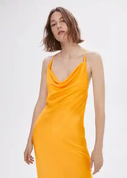 Vestido Griega Naranja Talla M Mujer Mango