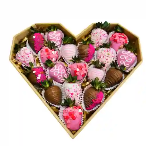 Fresas con chocolate corazón