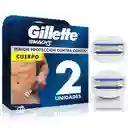 GILLETTE Mach 3 Cuerpo Repuestos para Cuchilla de afeitar con 3 Hojas 2 Repuestos Máquina de Afeitado Corporal Afeitadora para Hombre Zona Intima