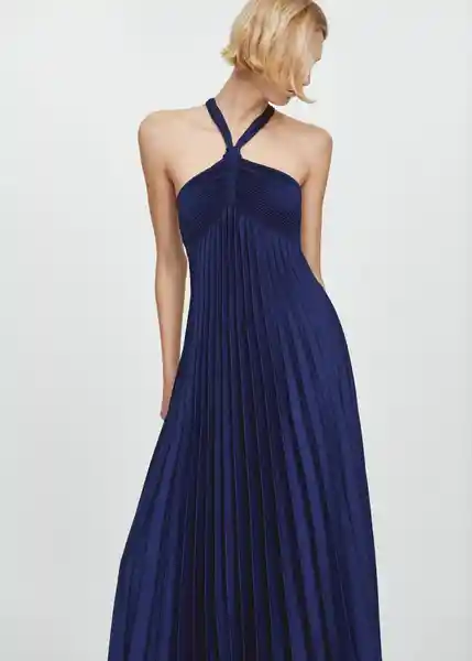 Vestido Anís Azul Noche Talla S Mujer Mango