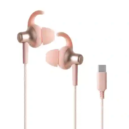 Audífonos de Metal Tipo C con Alas de Color Rosa Miniso