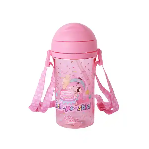 Botella de Plástico Con Pitillo Serie Mis Pastelitos Rosa Miniso