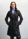 Gabardina Trench Polanapu Negro Talla 24 Mujer Mango