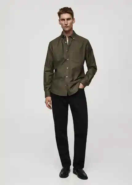 Camisa Oxford1 Khaki Talla L Hombre Mango