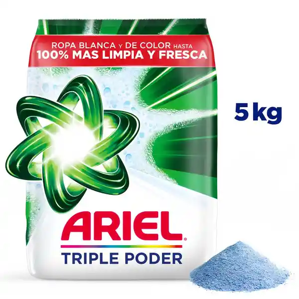 Detergente en Polvo Ariel Triple Poder De 5kg Jabon Para Ropa