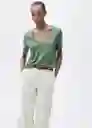 Camiseta Linito Verde Talla M Mujer Mango