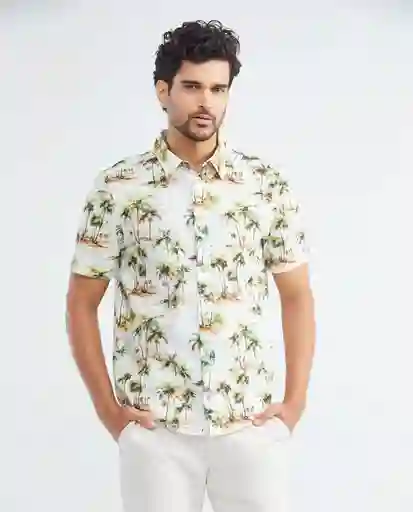 Palms Resort Shirt M/c Crudo Prístino Claro Talla L Hombre Chevignon