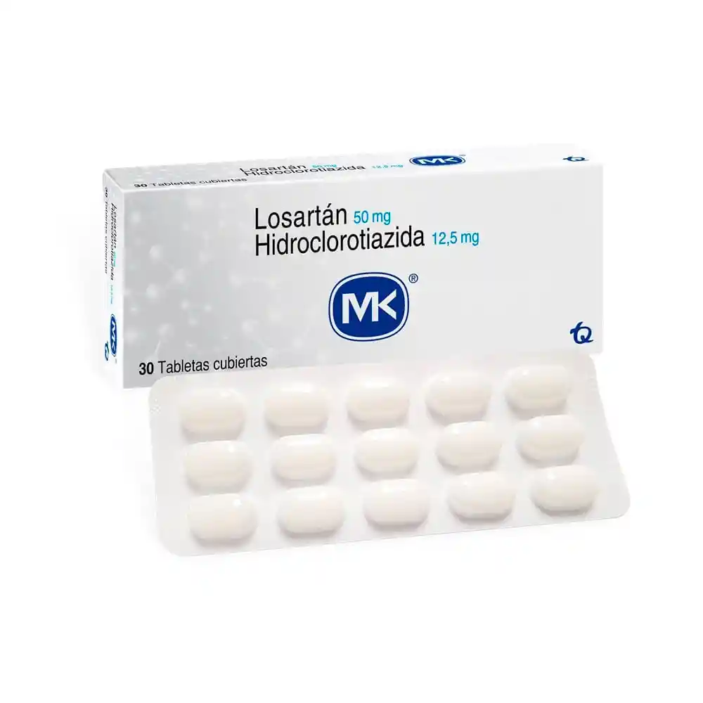Mk Losartán/Hidroclorotiazida (50 mg/12.5 mg) 30 Tabletas