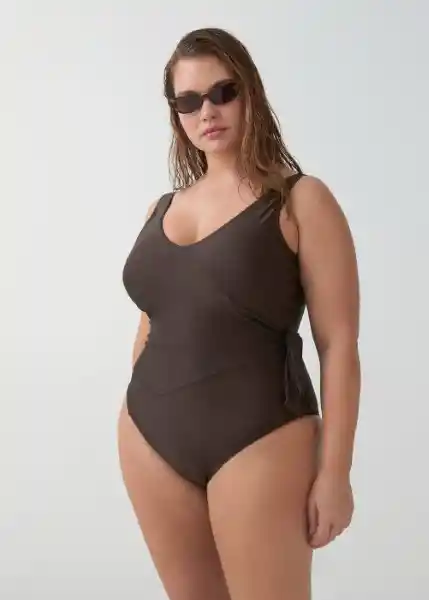 Vestido Bañador Olasp Chocolate Talla 26 Mujer Mango