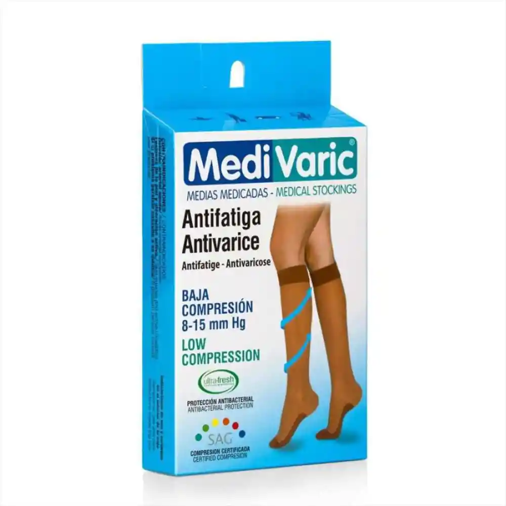 Medi Varic Media A La Rodilla Baja Compresion Negro M 1 Und