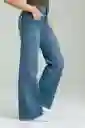 Jean Wide Leg Bolsillo Parche Color Azul Medio Talla 14 Ragged