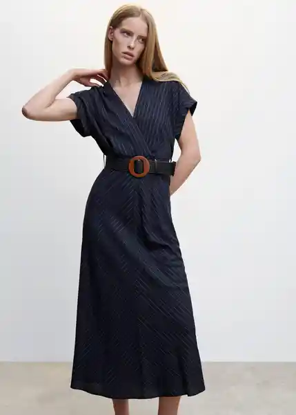 Vestido Leya Azul Noche Talla S Mujer Mango