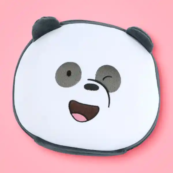 Mochila Infantil Textura Suave Oso Panda Negro Wbb Miniso