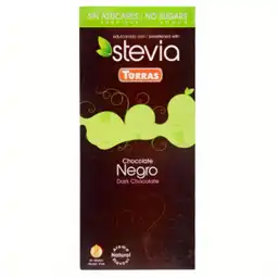 Torras Tableta de Chocolate Negro sin Azúcar Endulzado con Stevia