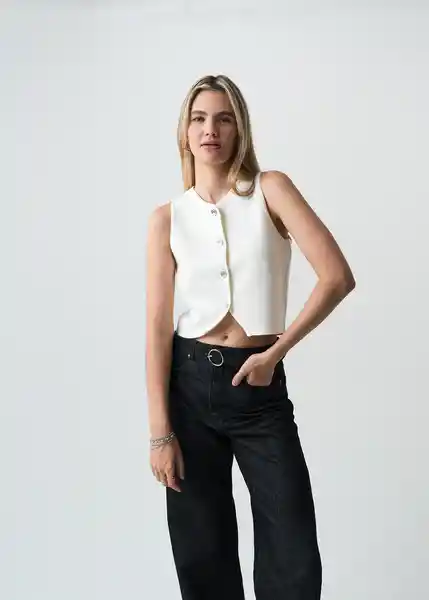 Chaleco Tejido Mujer Crudo Puro Claro Talla L 583G002 Naf Naf