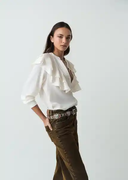 Camisa Tuffi Mujer Crudo Marfil Claro Talla L 512G381 Naf Naf