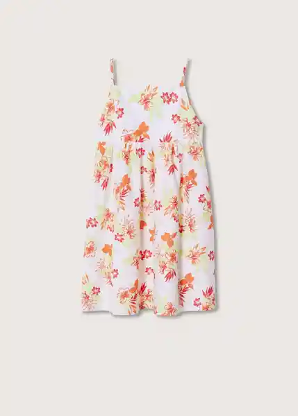 Vestido Tropical Offwhite Talla 08 Niñas Mango