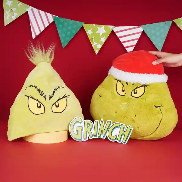 Almohada Navideña Cabeza Gigante Serie The Grinch Miniso