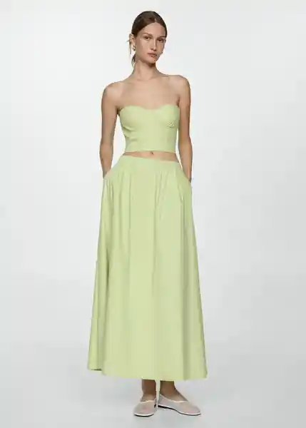 Falda Creta Verde Pastel Talla XS Mujer Mango