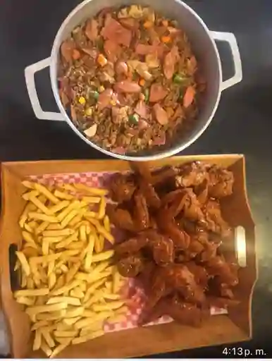Arroz + Alitas + Papas a la Francesa