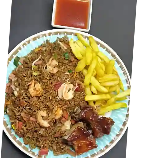 Combo arroz chino papa costilla personal
