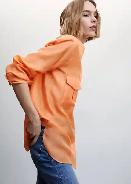 Camisa Melo Naranja Talla S Mujer Mango