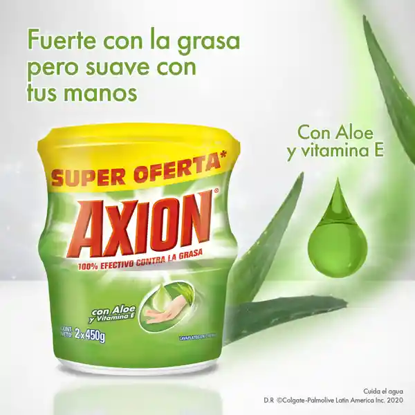 Lavaplatos en Crema Axion Aloe y Vitamina E 450g x 2und