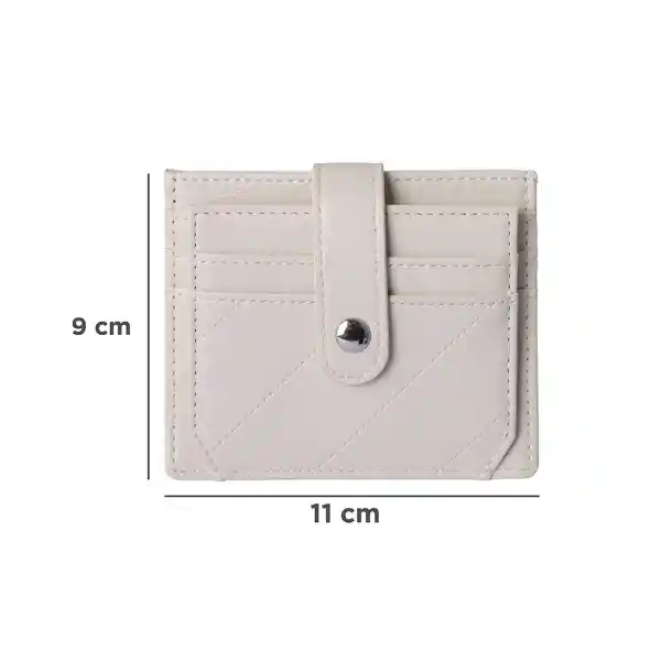 Tarjetero Con Líneas Bordadas Beige Serie Miniso
