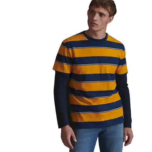 Superdry Camiseta r&p Box Fit Stripe Amarillo/ Negro Talla XL