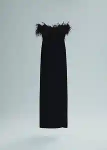 Vestido Plumi Negro Talla L Mujer Mango