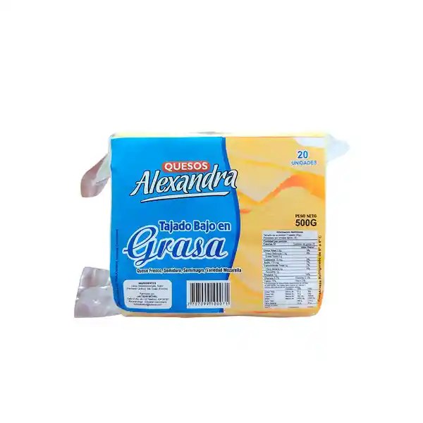 Queso Alexandra Bajo en Grasa Tajado