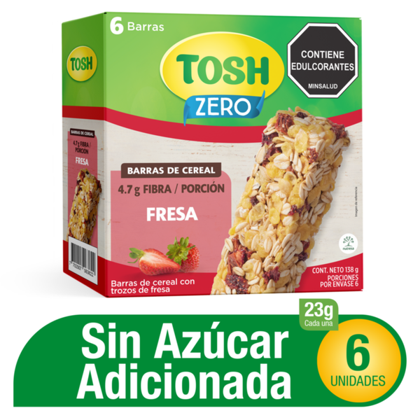 Barra de Cereal de Fresa Sin Azúcar Tosh 138 g