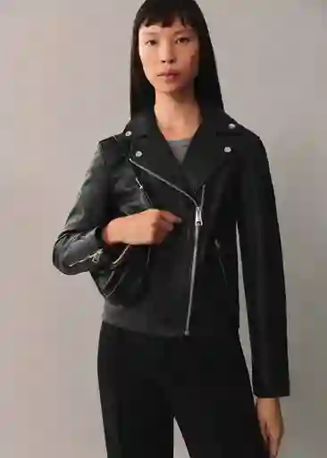 Chaqueta Cazadora Perfect Negro Talla S Mujer Mango