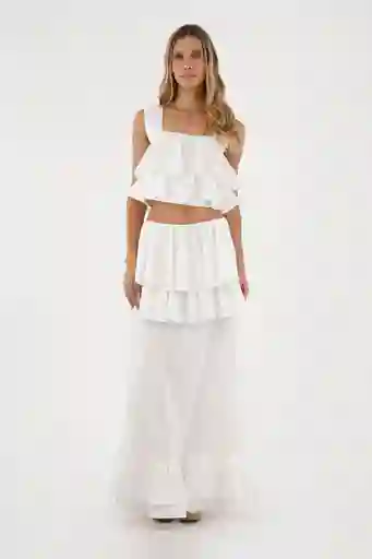 Falda Larga Brumelia Blanco Talla 02 M