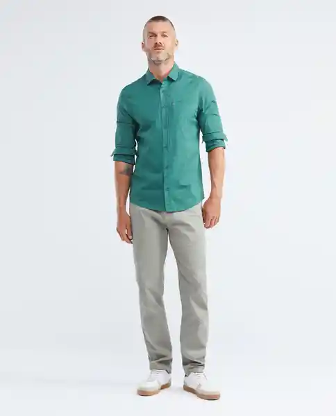 Camisa M/l Carbon Pocket Verde Arból Oscuro Talla L Hombre Chevignon