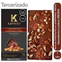 Kaffeto Barra de Chocolate Almendras Fresas y Ganoderma Lucidum