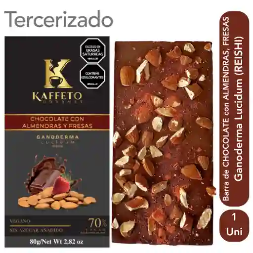 Kaffeto Barra de Chocolate Almendras Fresas y Ganoderma Lucidum