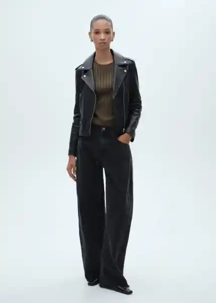 Chaqueta Cazadora Perfect Negro Talla XL Mujer Mango