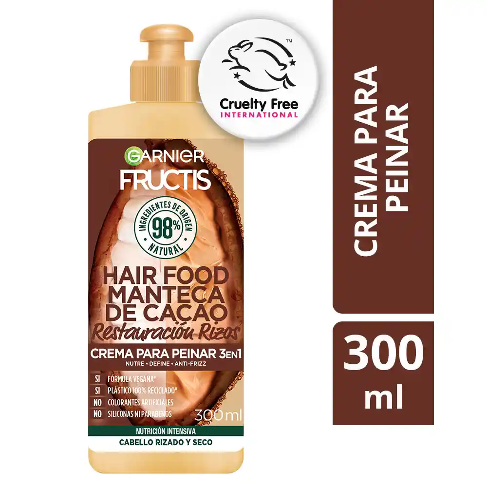 Crema Para Peinar Hair Foof Garnier Cacao Rizos 300 mL