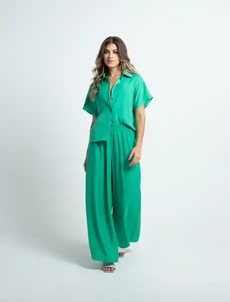 Pantalón Mujer Verde Marmol Medio Talla 6 532F071 Naf Naf