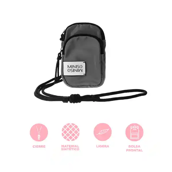 Bolso Mini Porta Celular Vitality Mix Gris Oscuro Miniso