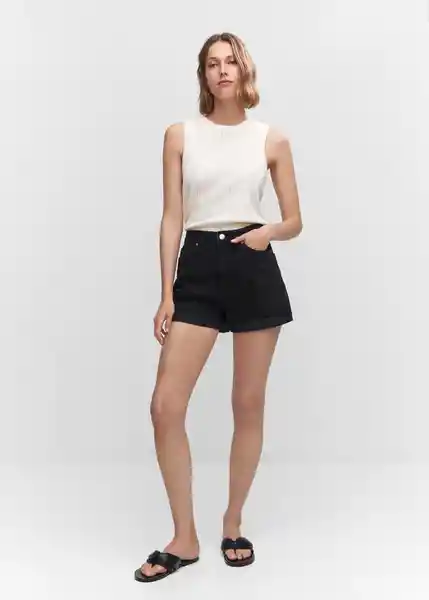 Short Mom80 Tejano Color Negro Talla 34 Mujer Mango