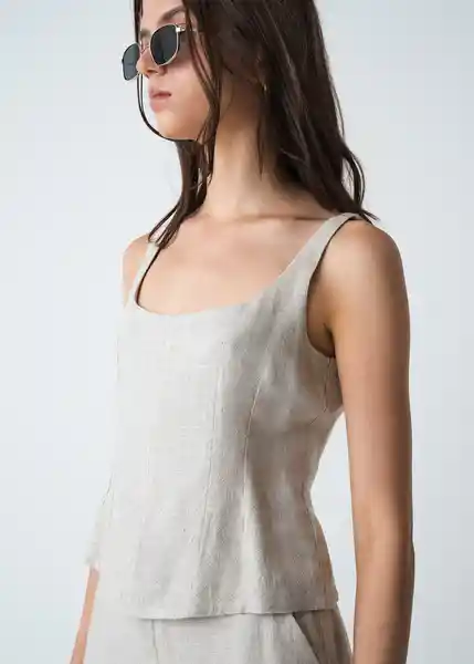 Camisa Issey Mujer Crudo Abedul Claro Talla L 413G379 Naf Naf