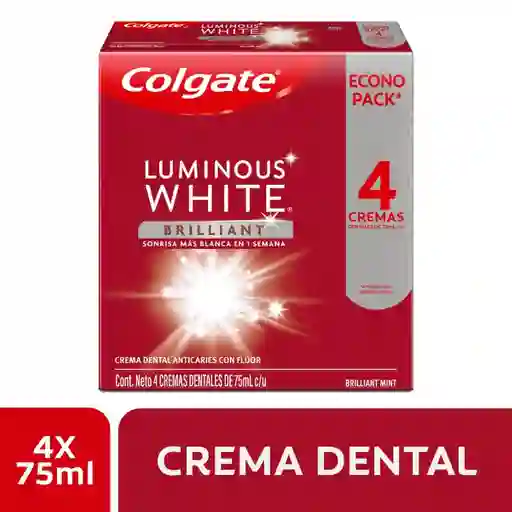 Crema Dental Colgate Luminous White Brilliant 4x75ml
