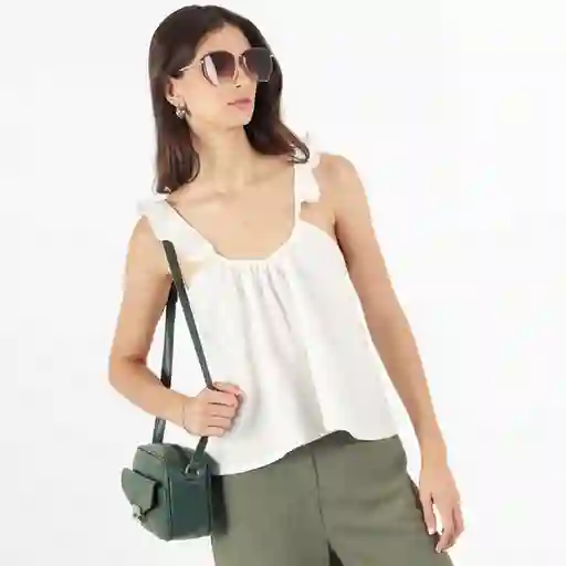 Blusa Cuello Strap Manga Tiras Blanco Talla XS 686938